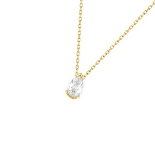 Collar de oro amarillo 9K y colgante oval con circonita