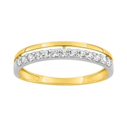 Doble Set Alianzas Oro Bicolor 9K y circonitas