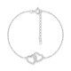 Pulseira em prata coração entrelazado zircónia 18CM
