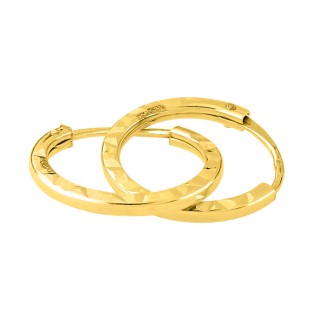Brincos argola em ouro amarelo 18K com tubo de 6 mm lapidado