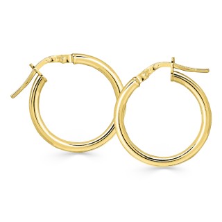 Brincos de argola em ouro 18K tubo liso de 15mm