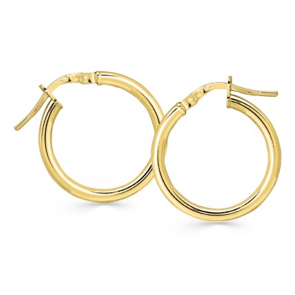 Brincos de argola em ouro 18K tubo liso de 15mm