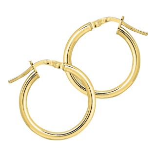 Pendientes de aro de oro de 18K tubo liso de 15 mm