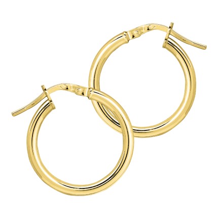 Brincos de argola em ouro 18K tubo liso de 15mm