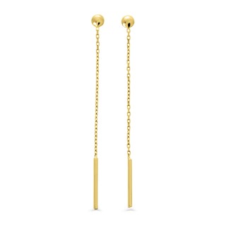 Brincos pendentes de fio  em ouro amarelo 18K