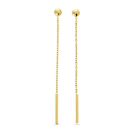 Brincos pendentes de fio  em ouro amarelo 18K