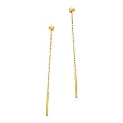 Brincos pendentes de fio  em ouro amarelo 18K