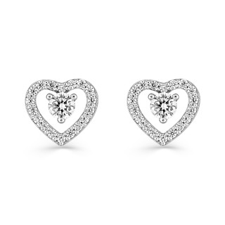 Pendientes de plata con corazón circonita