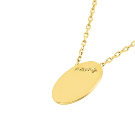 Colar em ouro amarelo 9K com pendente de placa redonda
