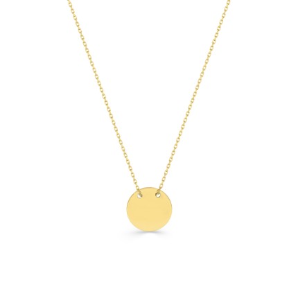 Colar em ouro amarelo 9K com pendente de placa redonda