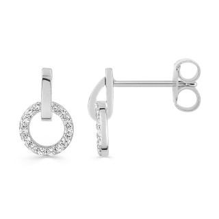 Brincos em prata com pendente de círculo com zircónias