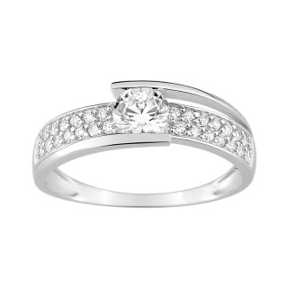 Anillo de oro blanco 18k con circonitas Oro Vivo