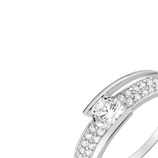 Anel em ouro branco 18 k com zircónias Oro Vivo