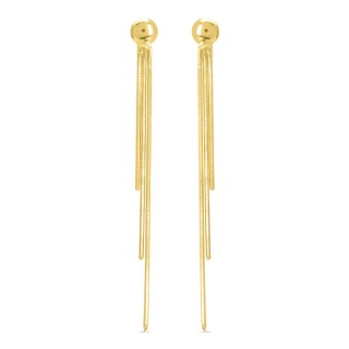 Pendientes de oro amarillo de 18K 3 cadenas asimétricas