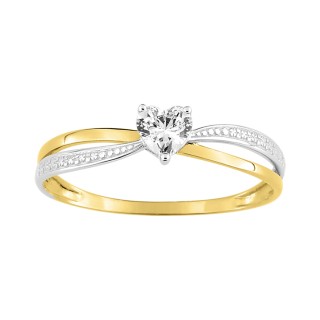 Anillo de oro amarillo 9K corazón con circonita