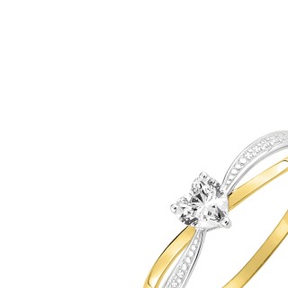 Anillo de oro amarillo 9K corazón con circonita