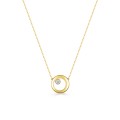 Collar de oro amarillo 9K colgante circular y diamante 0.02 ct