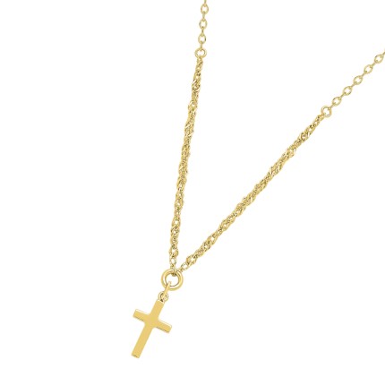 Colar banhado a ouro amarelo desenho cruz