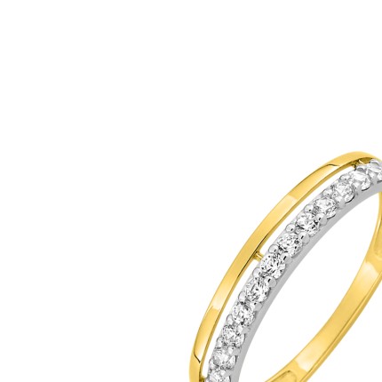 Doble Set Alianzas Oro Bicolor 9K y circonitas