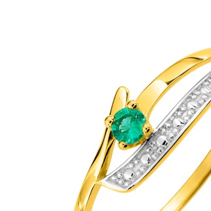 Anillo de oro amarillo de 9K con esmeralda