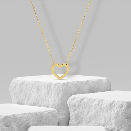 Colar em ouro amarelo 9K com pendente de coração