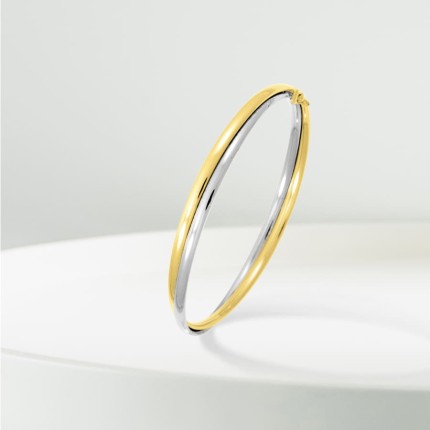 Pulsera de oro bicolor 9 KT de rígida