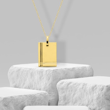 Pendente em ouro amarelo 9K com placa retangular