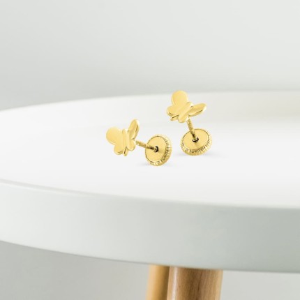 Brincos em ouro amarelo 18K borboletas douradas