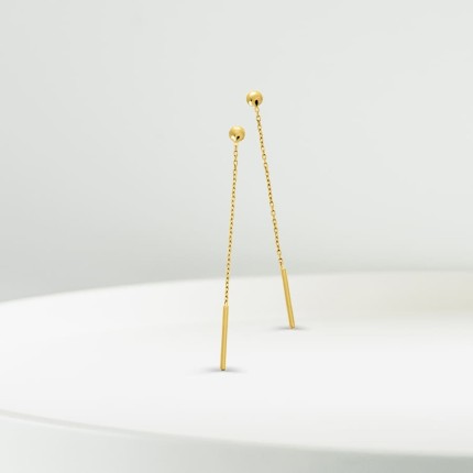 Brincos pendentes de fio  em ouro amarelo 18K