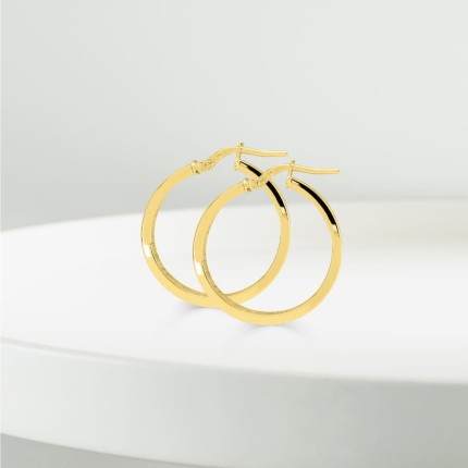 Brincos de argola planos em ouro amarelo 9K 3x1.5x20 mm