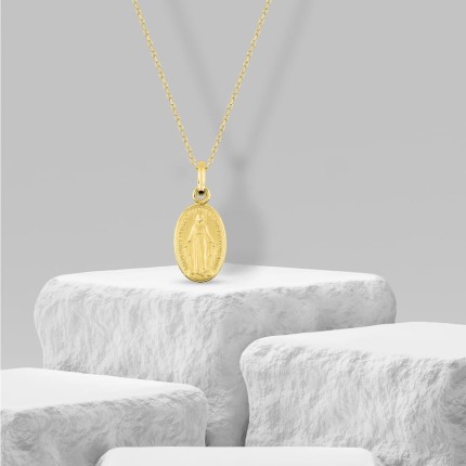 Medalha da virgem milagrosa em ouro amarelo 18K