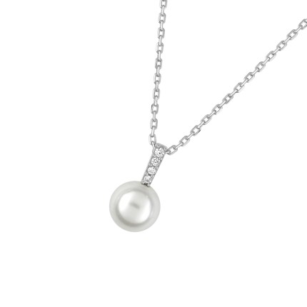 Collar de plata de 42 cm con 4 circonitas
