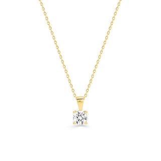 Colar plaqueado a ouro 4 garras zircónia 6MM 42CM