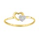 Anel em ouro bicolor 9K coração diamante 0.005CT