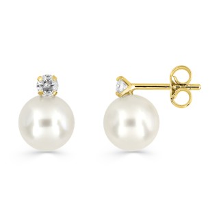 Pendientes de oro amarillo 9K con perla de agua dulce 7 mm