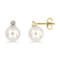 Pendientes de oro amarillo 9K con perla de agua dulce 7 mm