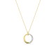 Collar de oro blanco 9K aro dorado y circonitas