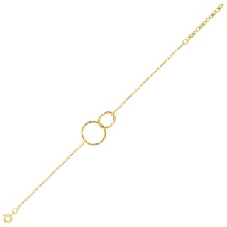 Pulsera chapada en oro con dos anillos entrelazados