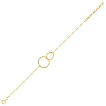 Pulsera chapada en oro con dos anillos entrelazados