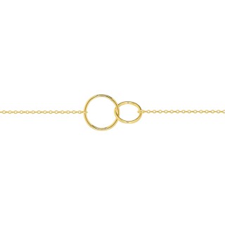 Pulsera chapada en oro con dos anillos entrelazados