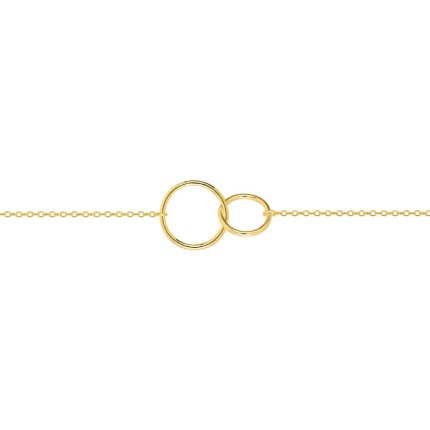 Pulseira banhada a ouro com dois anéis entrelaçados