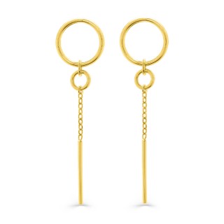 Brincos pendentes banhados a ouro com corrente de forçat e bastão de 15 mm