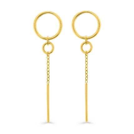 Pendientes colgantes chapados en oro con cadena forçat y bastón de 15 mm