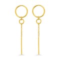 Pendientes colgantes chapados en oro con cadena forçat y bastón de 15 mm
