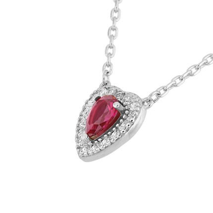 Collar corazón de plata y circonita roja