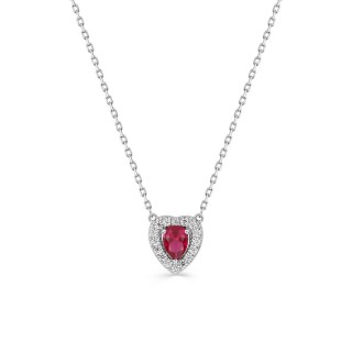 Collar corazón de plata y circonita roja