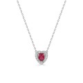Collar corazón de plata y circonita roja