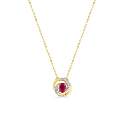 Colar de fantasia em ouro amarelo de 9K, rubi e zircónias