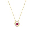 Collar de oro amarillo de 9K, rubí y circonitas