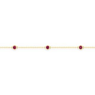 Pulsera de oro amarillo de 9K con 5 rubíes cerrados